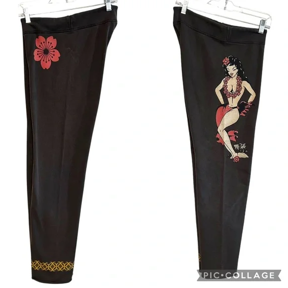 Lucky brand sweatpants M-XL vintage Hawaiian pinup girl graphic tattoo indie